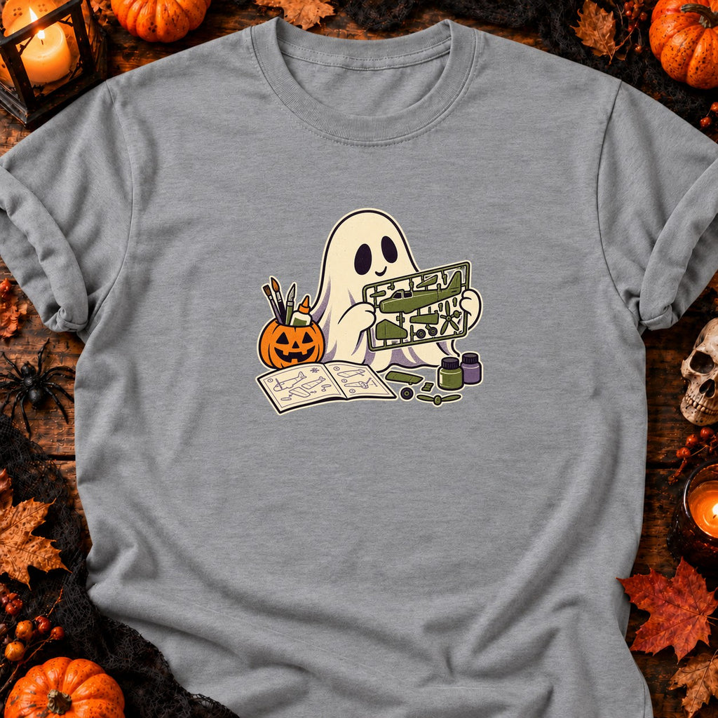 Fantôme et maquette d’avion — T-shirt gris chiné