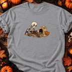 Squelette et train miniature — T-shirt gris chiné