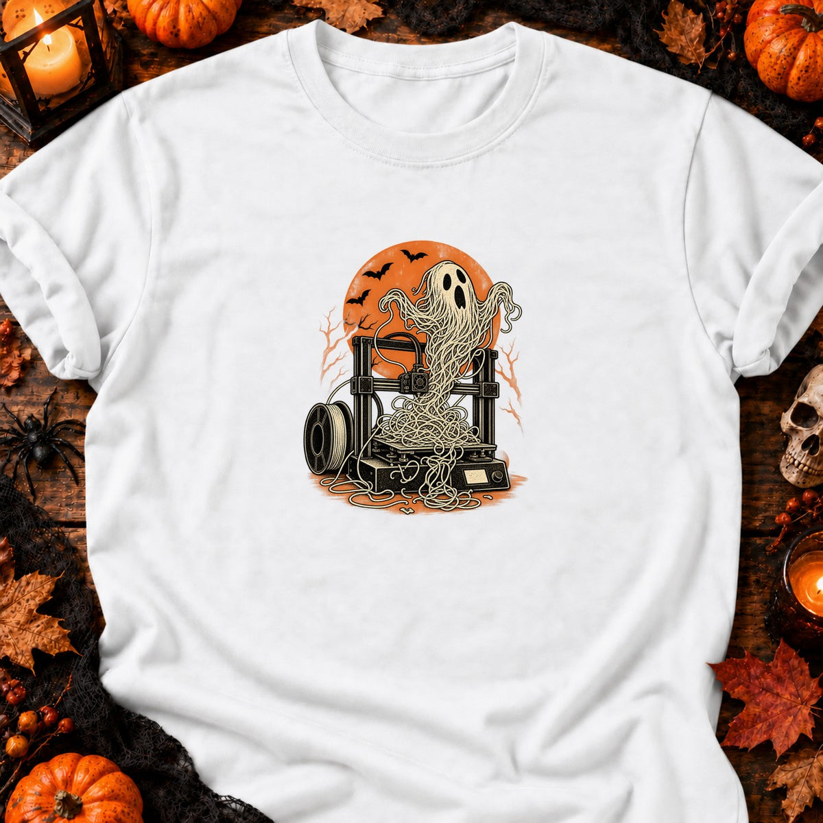 Fantôme spaghetti d'imprimante 3D — T-shirt blanc
