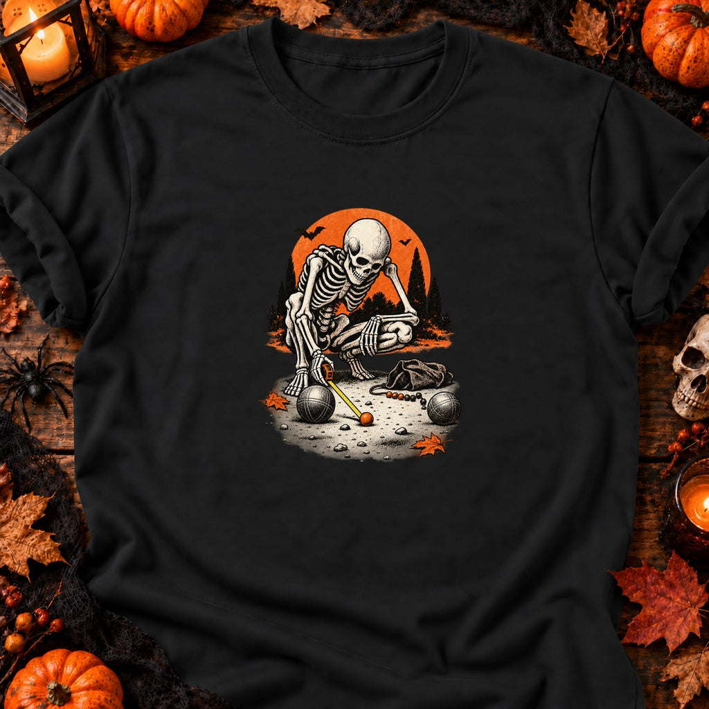 T-shirt Squelette et boules de pétanque, coloris noir