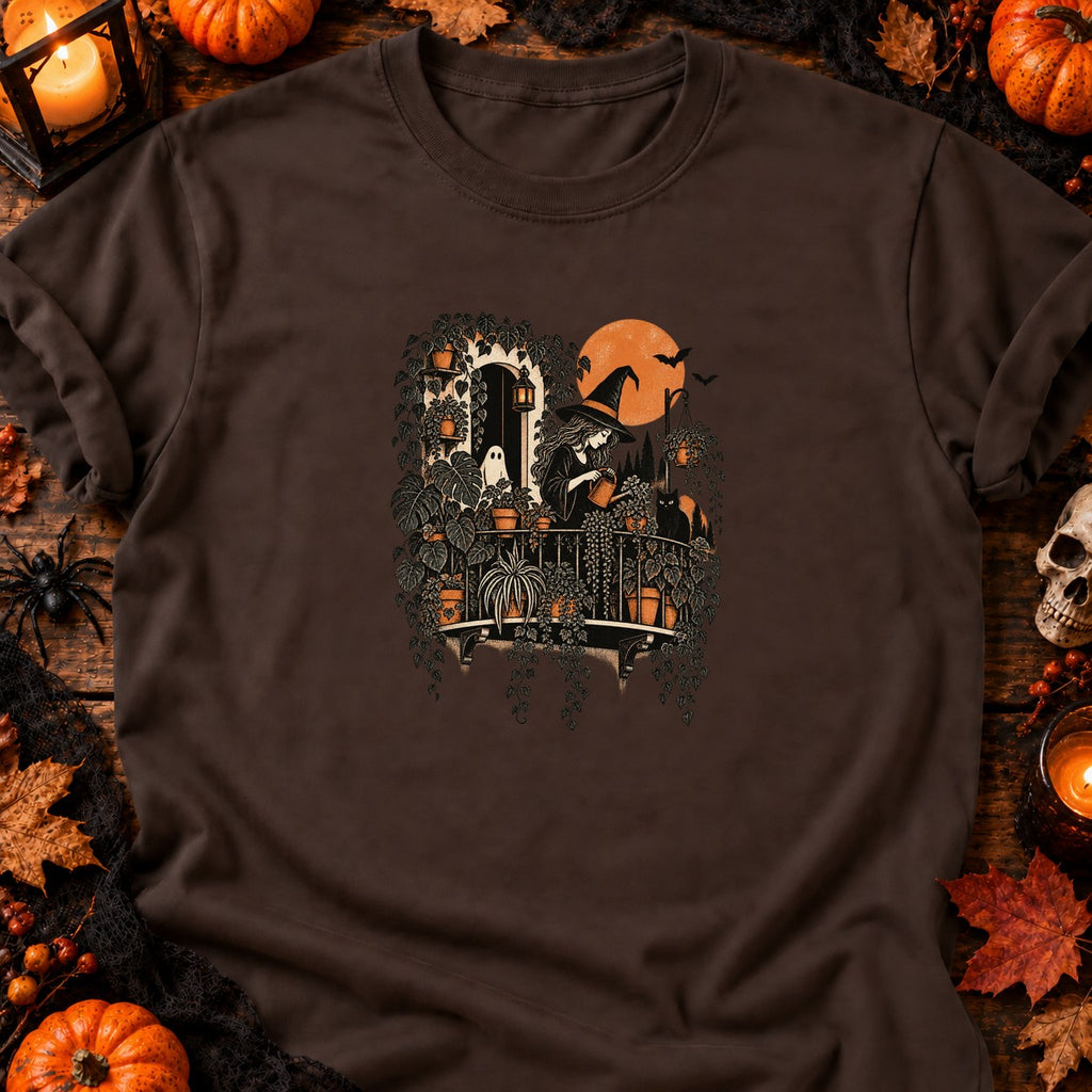T-shirt Sorcière au balcon jungle, coloris chocolat foncé