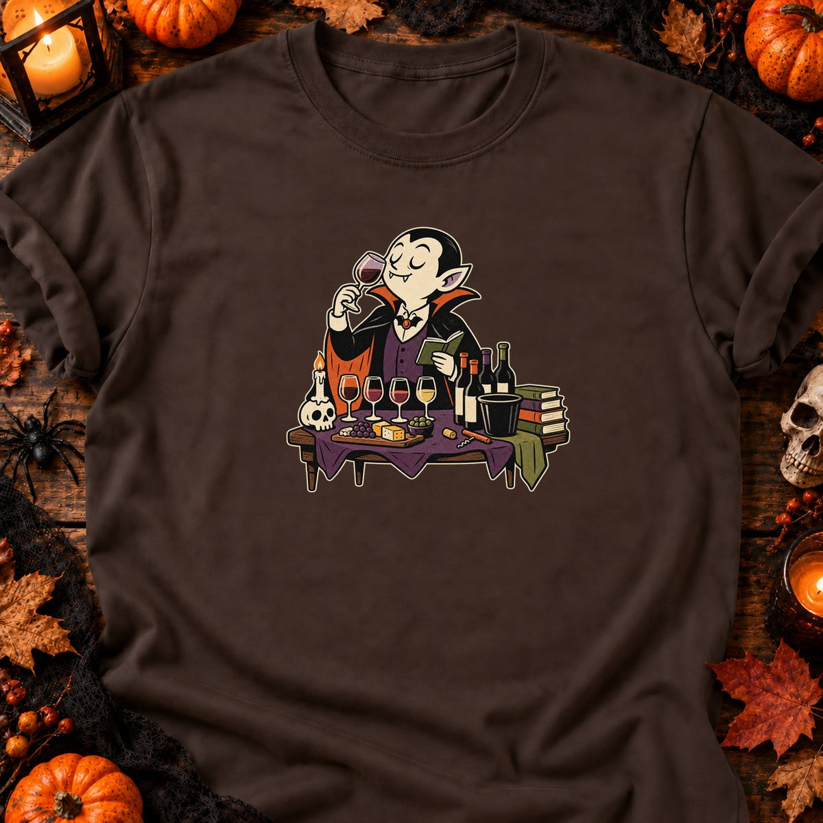 T-shirt Vampire Dégustation de Vin, coloris chocolat foncé