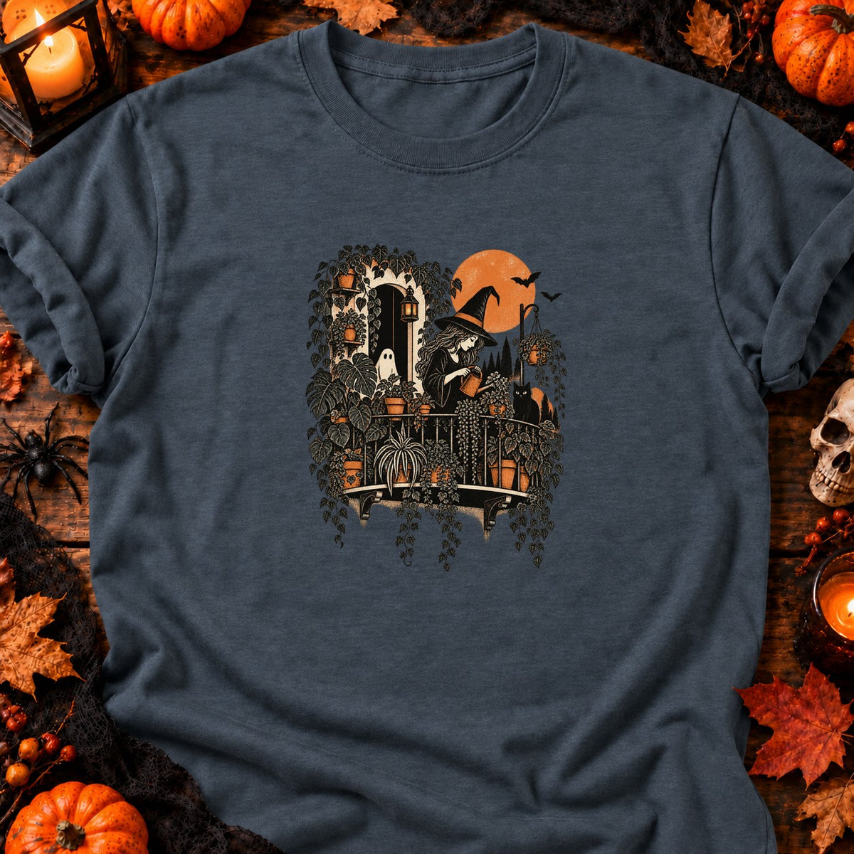 T-shirt Sorcière au balcon jungle, coloris gris foncé chiné