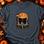 T-shirt Squelette lecteur sur banc, coloris gris foncé chiné