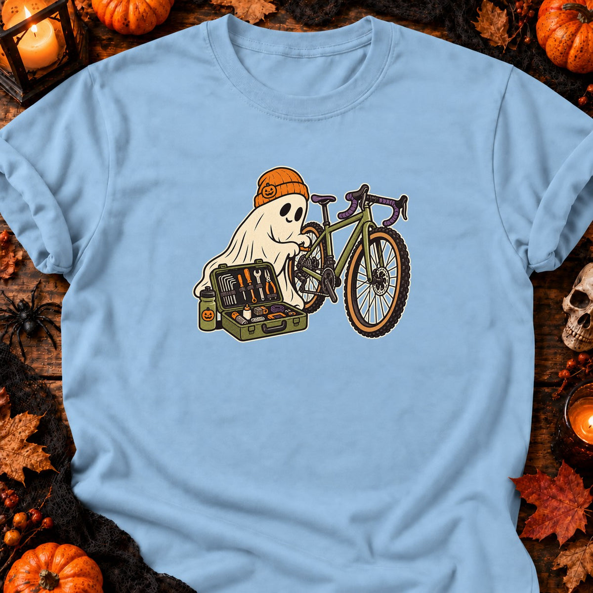 T-shirt Fantôme cycliste et kit de réparation, coloris bleu clair