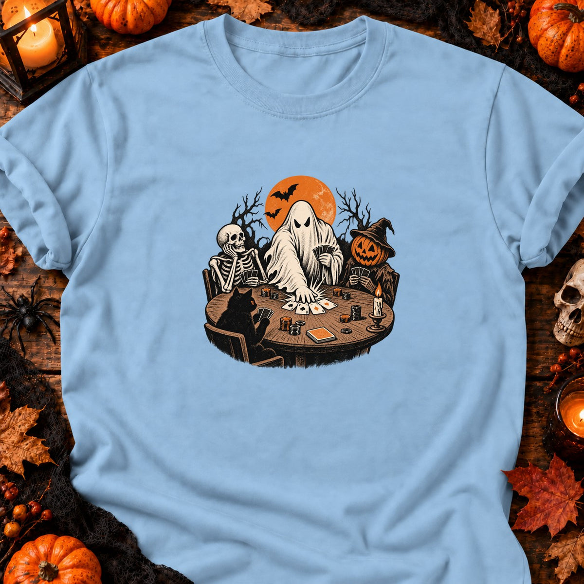 T-shirt Fantôme au poker vintage, coloris bleu clair