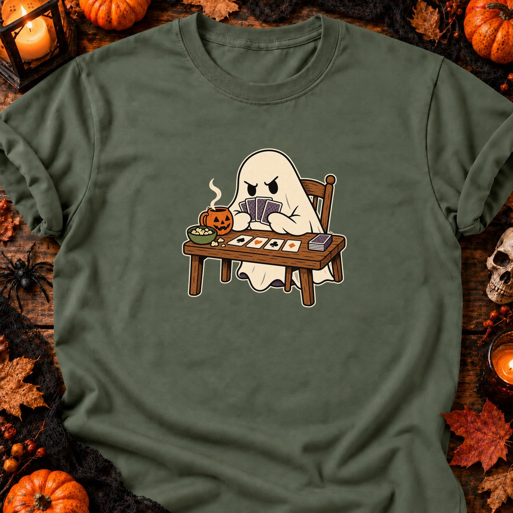 T-shirt Fantôme beloteur sérieux, coloris vert militaire