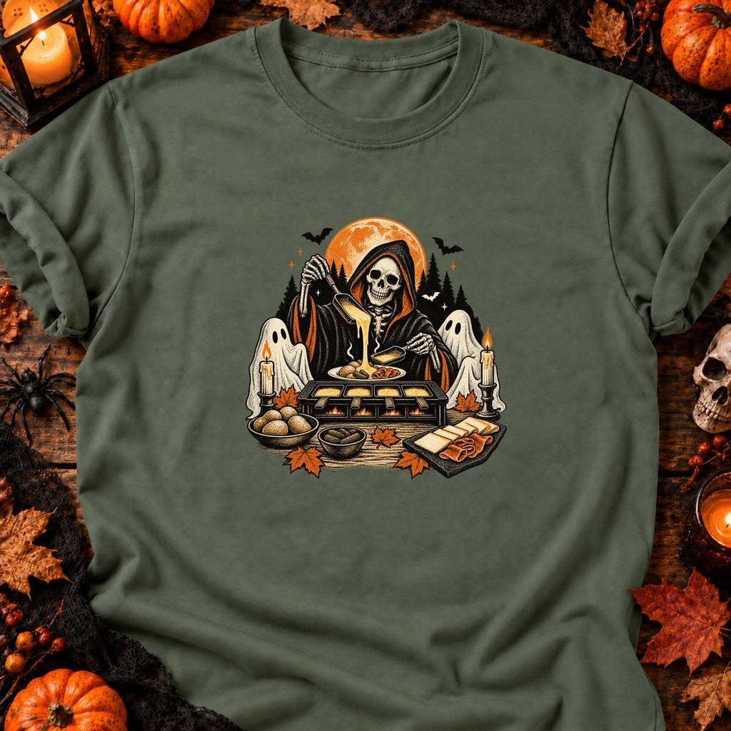 T-shirt Rituel de Raclette Squelettique, coloris vert militaire
