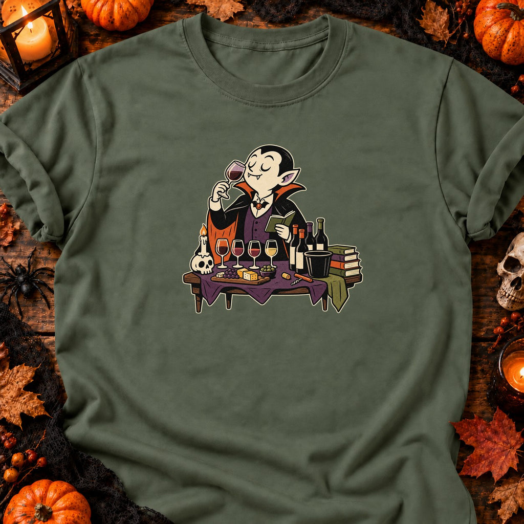 T-shirt Vampire Dégustation de Vin, coloris vert militaire