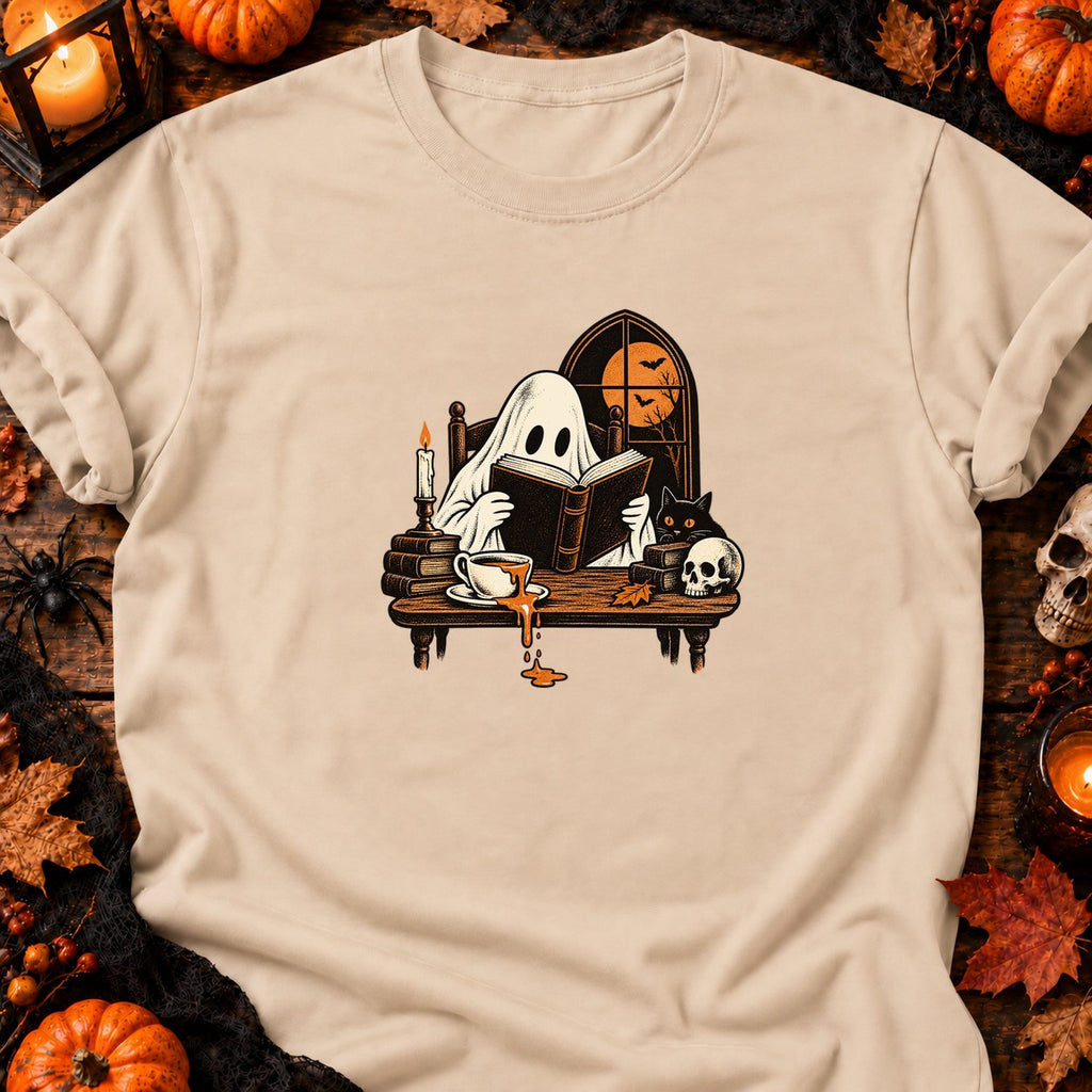 T-shirt Fantôme lecteur et café renversé, coloris naturel