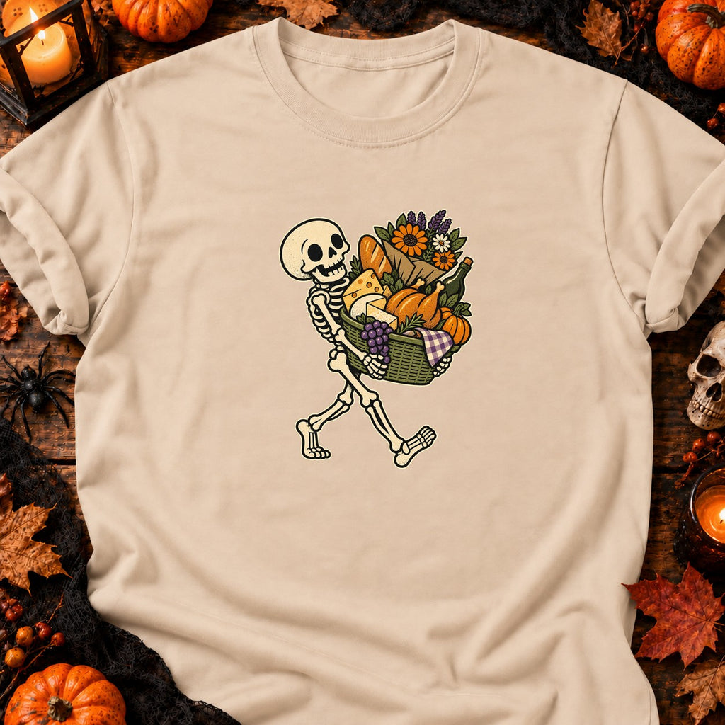 T-shirt Skeleton Market Basket Halloween, coloris naturel