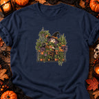 T-shirt Sorcière au balcon et plantes d’Halloween, coloris bleu marine