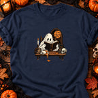 T-shirt Fantôme lecteur et café renversé, coloris bleu marine