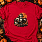 T-shirt Vampire et verres de vin, coloris rouge