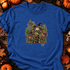 T-shirt Sorcière au balcon et plantes d’Halloween, coloris bleu roi