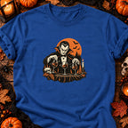 T-shirt Vampire et verres de vin, coloris bleu roi