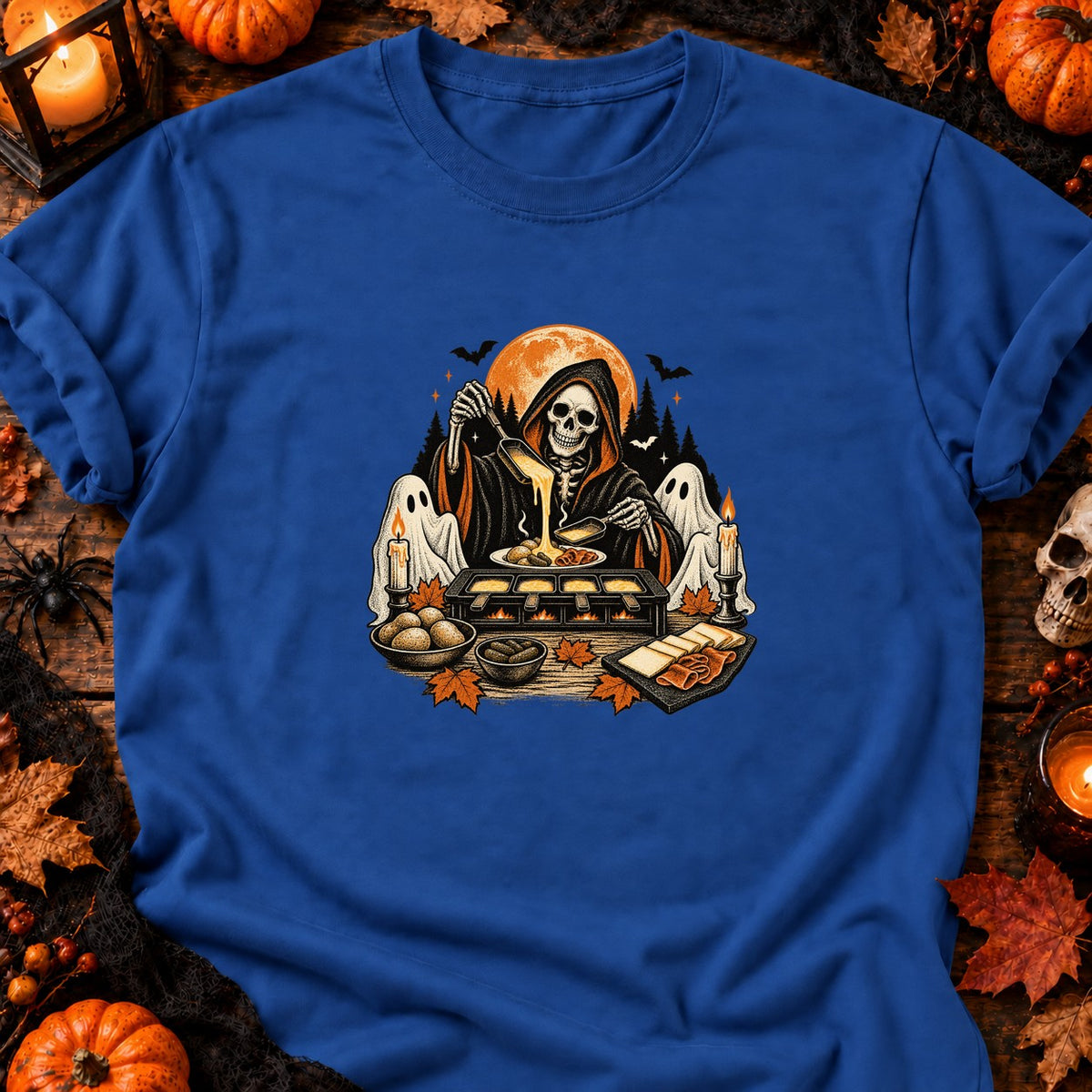 T-shirt Rituel de Raclette Squelettique, coloris bleu roi