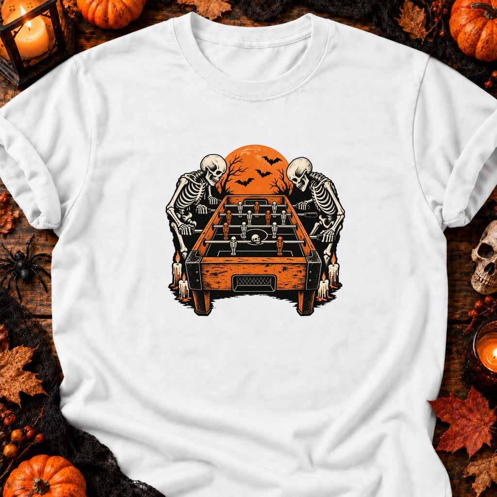 T-shirt Baby-foot squelette vintage, coloris blanc