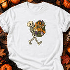 T-shirt Skeleton Market Basket Halloween, coloris blanc