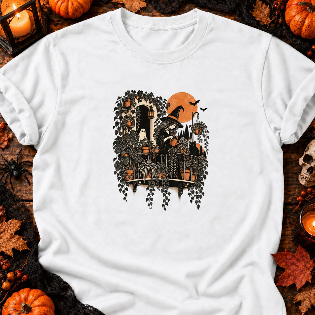 T-shirt Sorcière au balcon jungle, coloris blanc