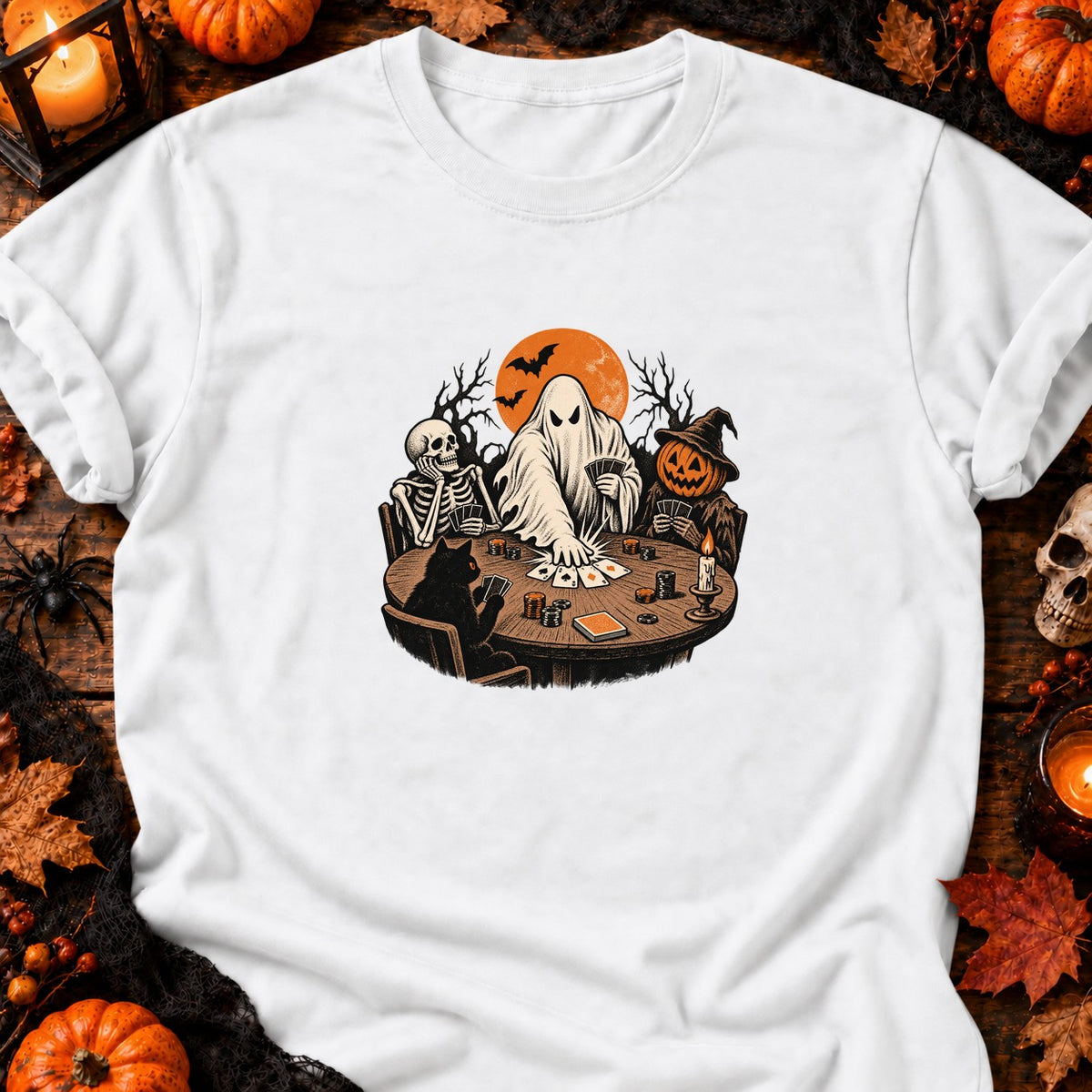 T-shirt Fantôme au poker vintage, coloris blanc