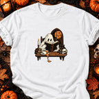 T-shirt Fantôme lecteur et café renversé, coloris blanc