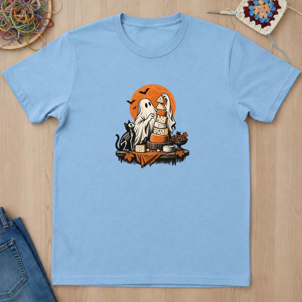 T-shirt bleu clair présenté à plat