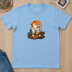 T-shirt bleu clair présenté à plat