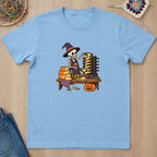 T-shirt bleu clair présenté à plat
