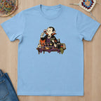 T-shirt bleu clair présenté à plat