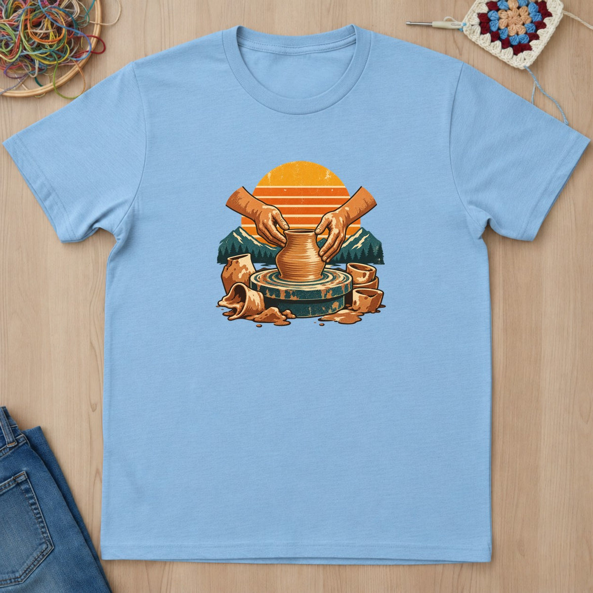 T-shirt mockup — Light Blue