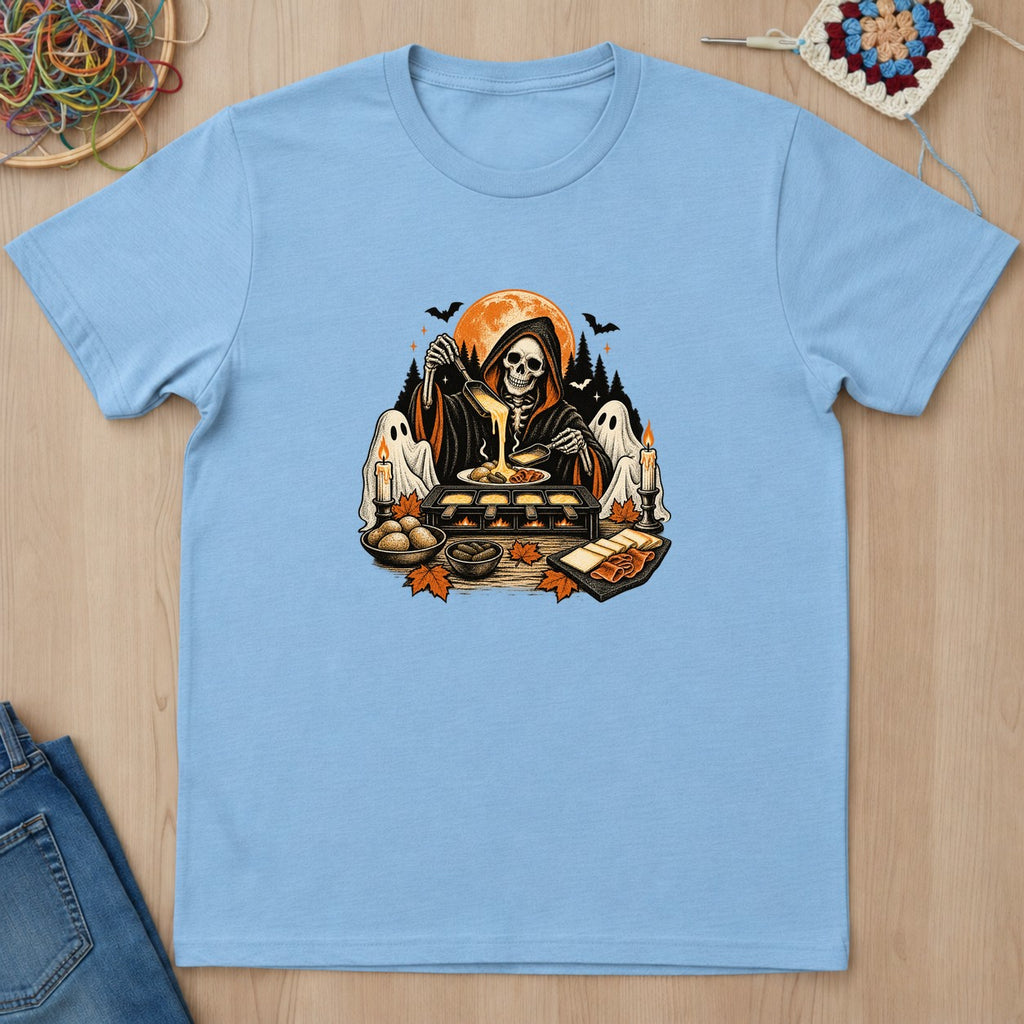 T-shirt bleu clair présenté à plat