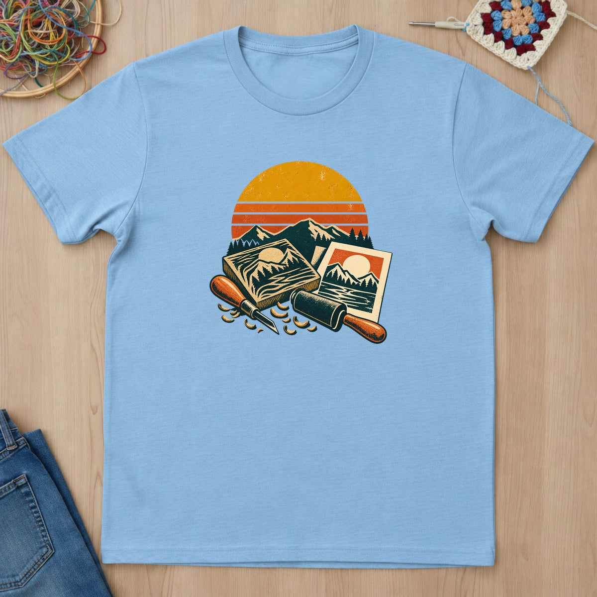 T-shirt mockup — Light Blue