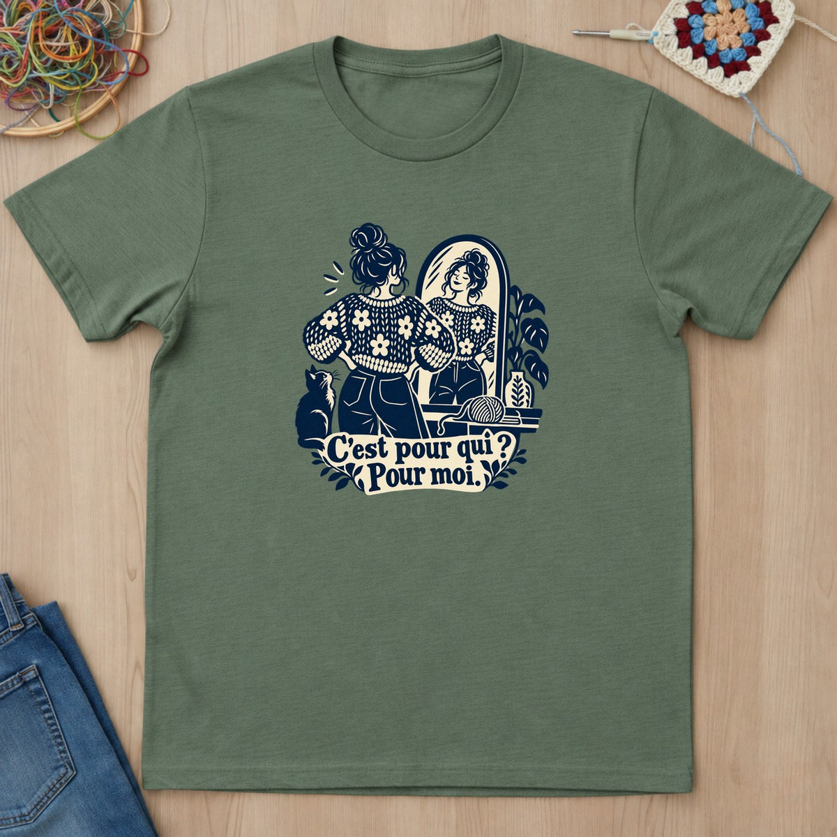 T-shirt mockup — Military Green