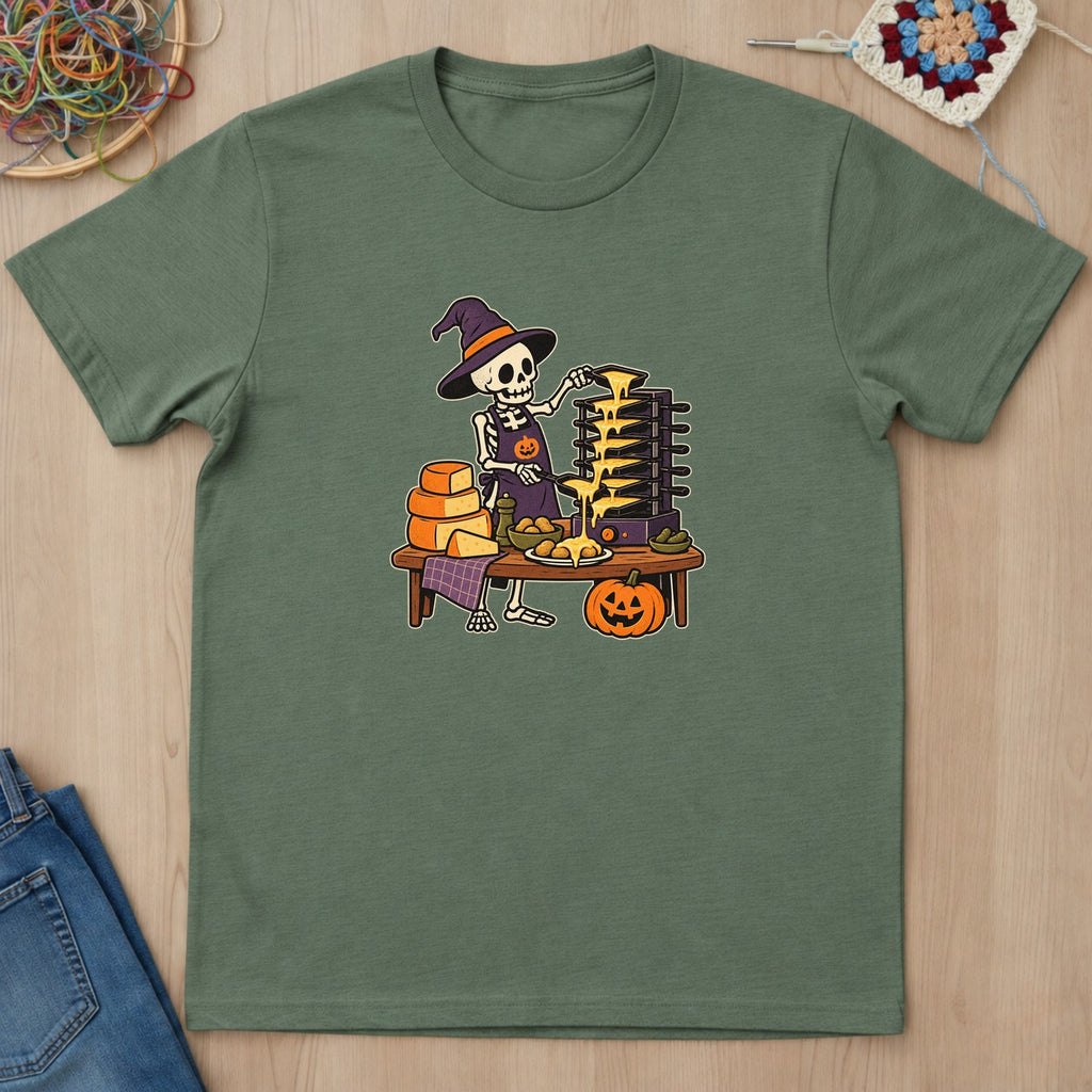 T-shirt vert militaire présenté à plat