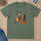T-shirt vert militaire présenté à plat