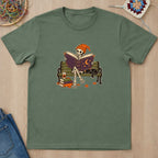 T-shirt vert militaire présenté à plat