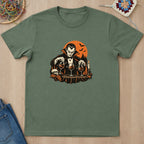 T-shirt vert militaire présenté à plat