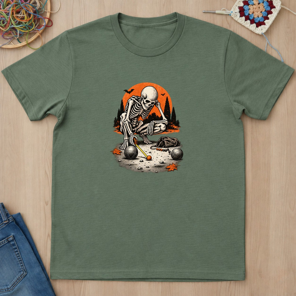 T-shirt vert militaire présenté à plat