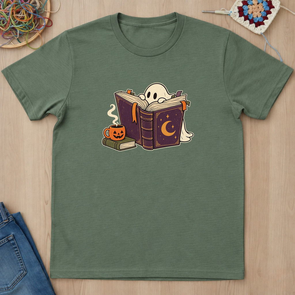 T-shirt vert militaire présenté à plat