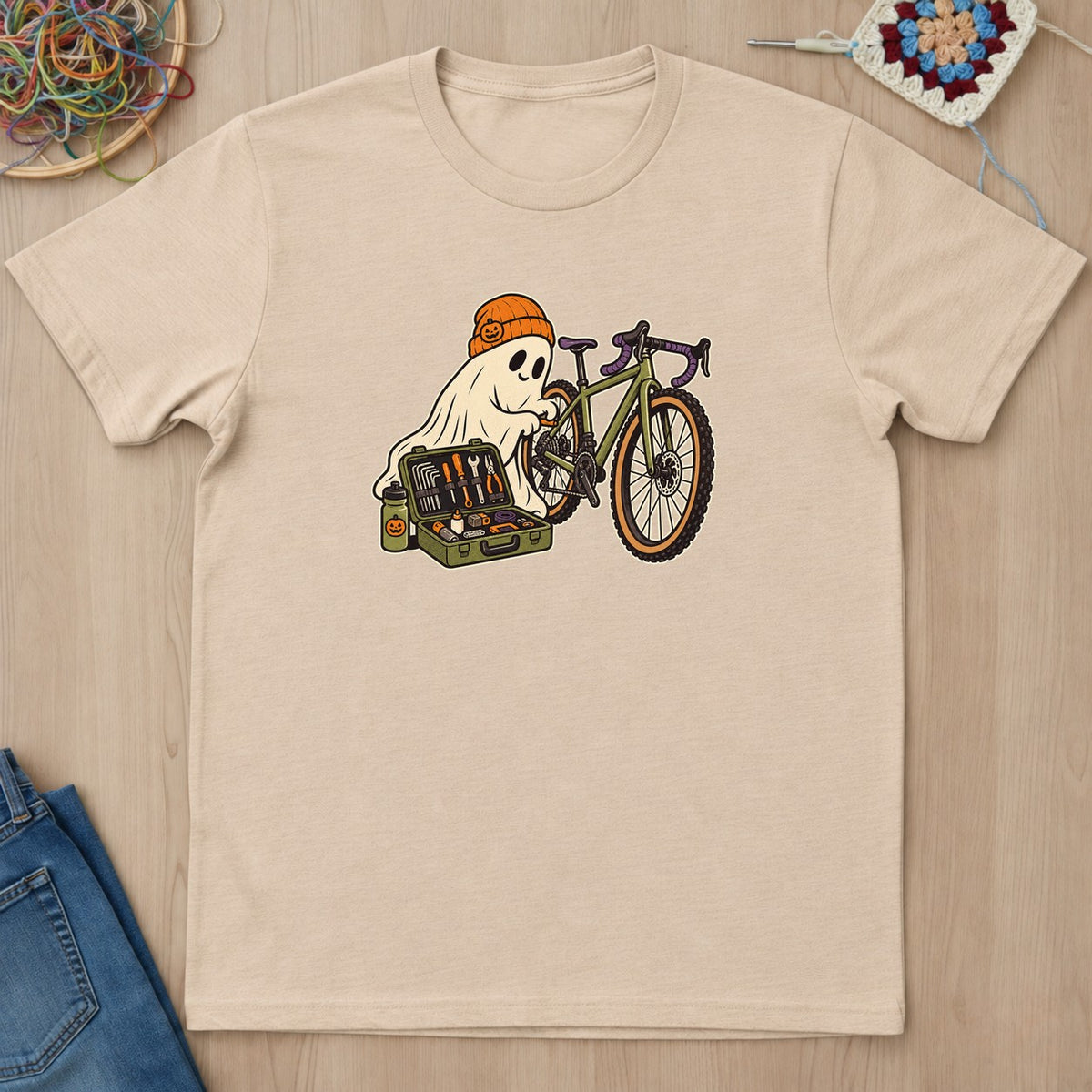 T-shirt naturel présenté à plat