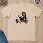 T-shirt naturel présenté à plat
