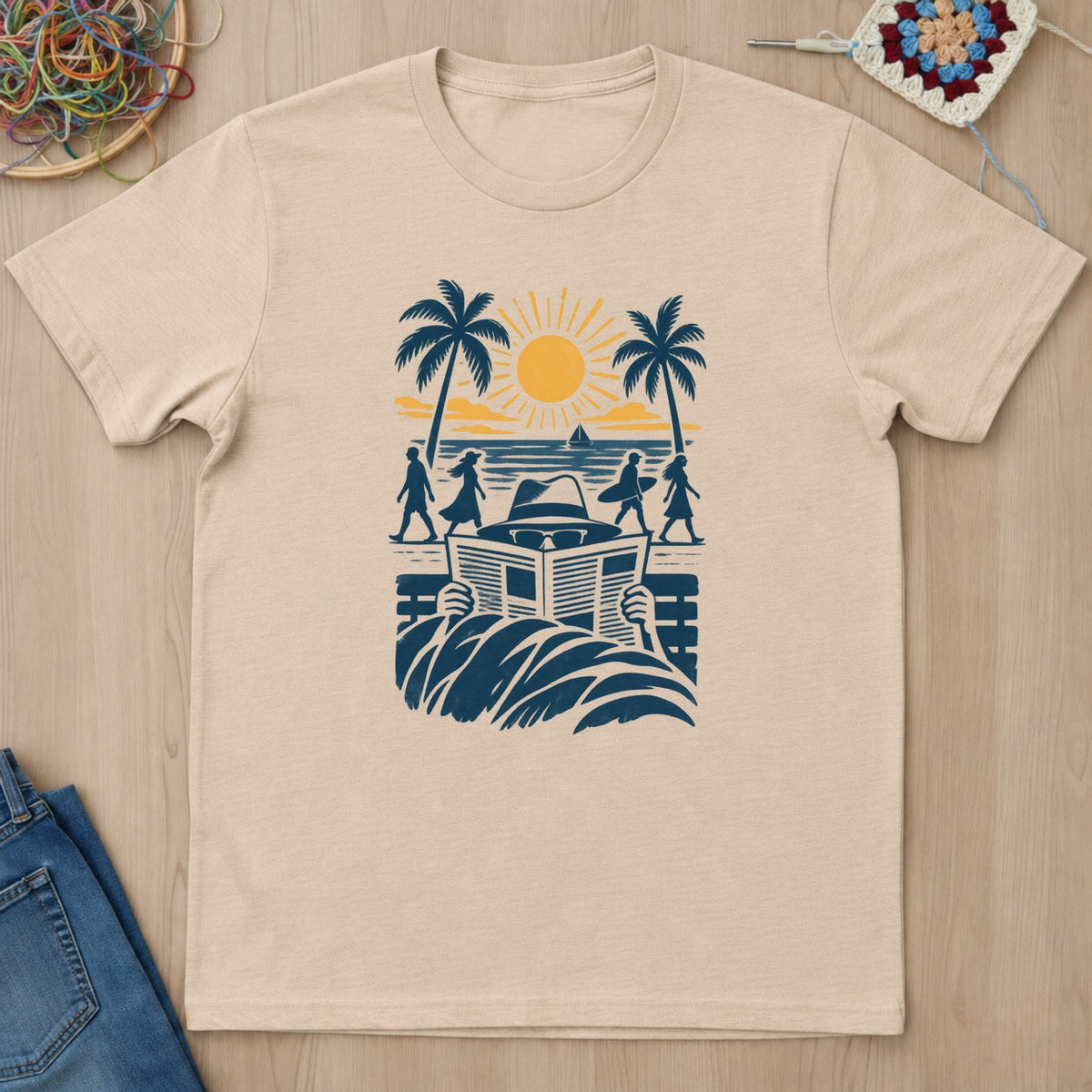 T-shirt naturel présenté à plat