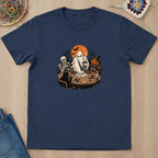 T-shirt bleu marine présenté à plat