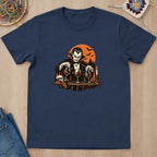 T-shirt bleu marine présenté à plat