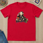 T-shirt rouge présenté à plat