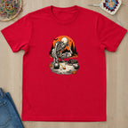 T-shirt rouge présenté à plat