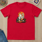 T-shirt rouge présenté à plat