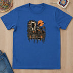 T-shirt bleu roi présenté à plat