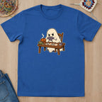 T-shirt bleu roi présenté à plat